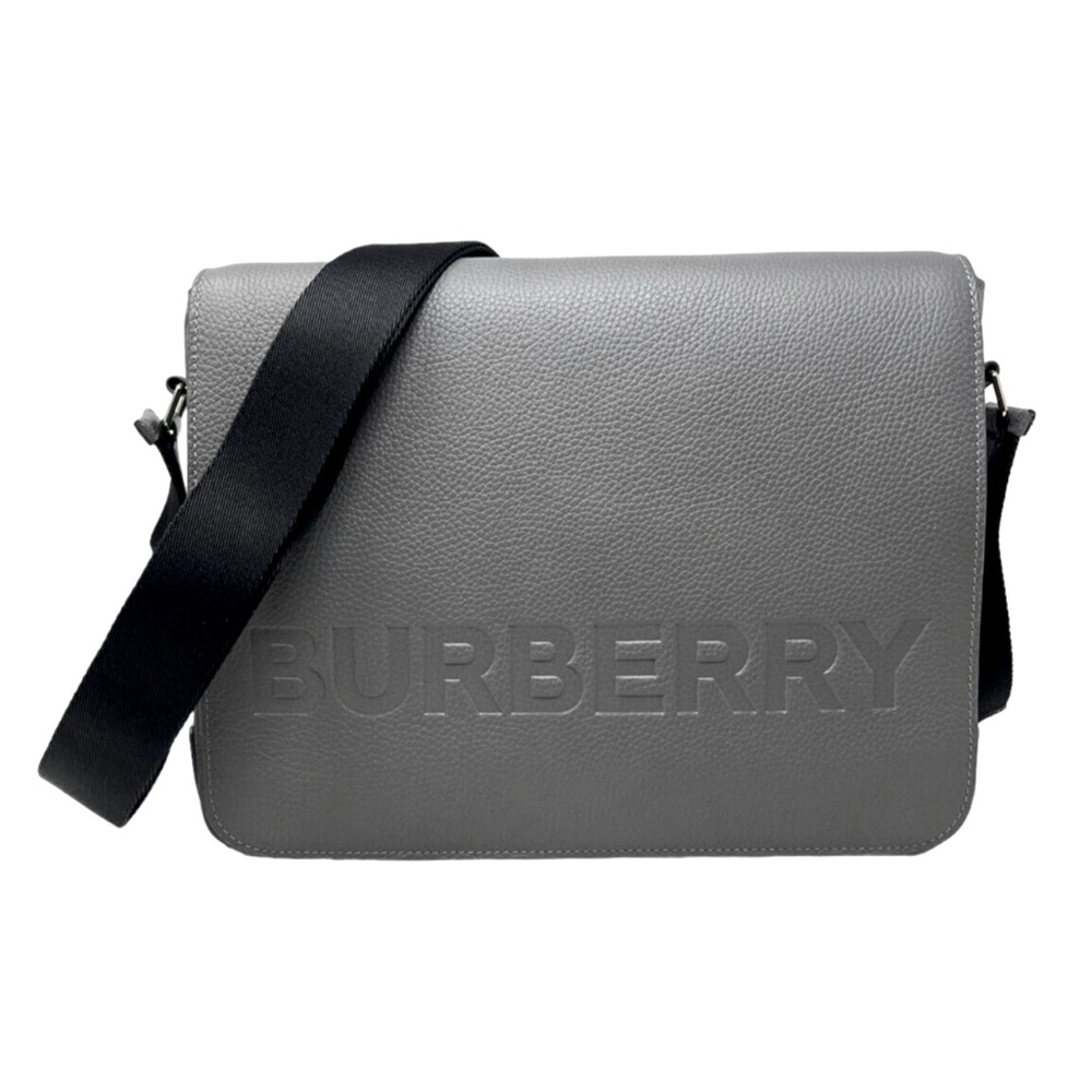 Burberry Leather Embossed Logo Unisex Messenger Bag